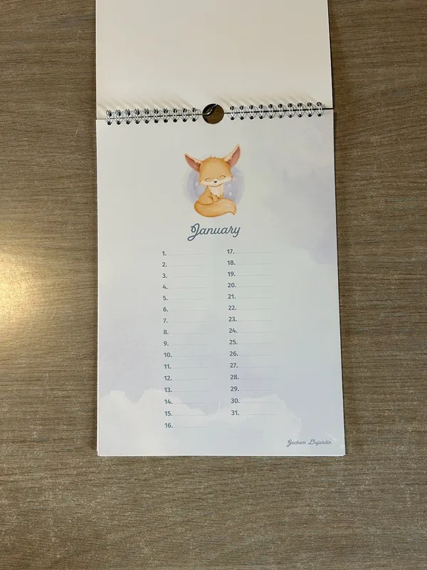 Birthday Calendar January