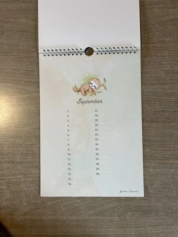 Birthday Calendar September